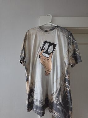 Beetlejuice Inspired Tie-Dye Graphic Tee with Ghost Polaroid